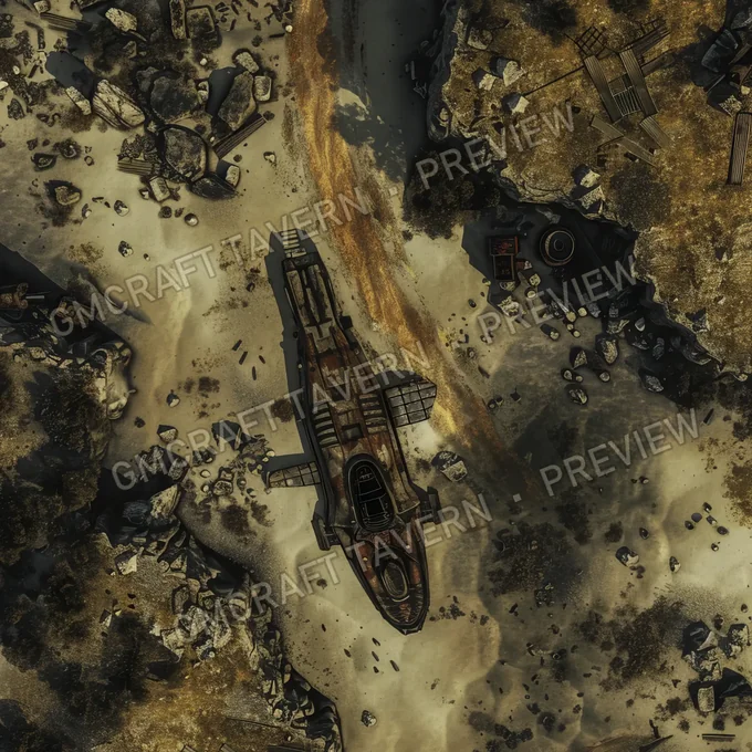 Crashed Alien Spacecraft Buried battlemap preview