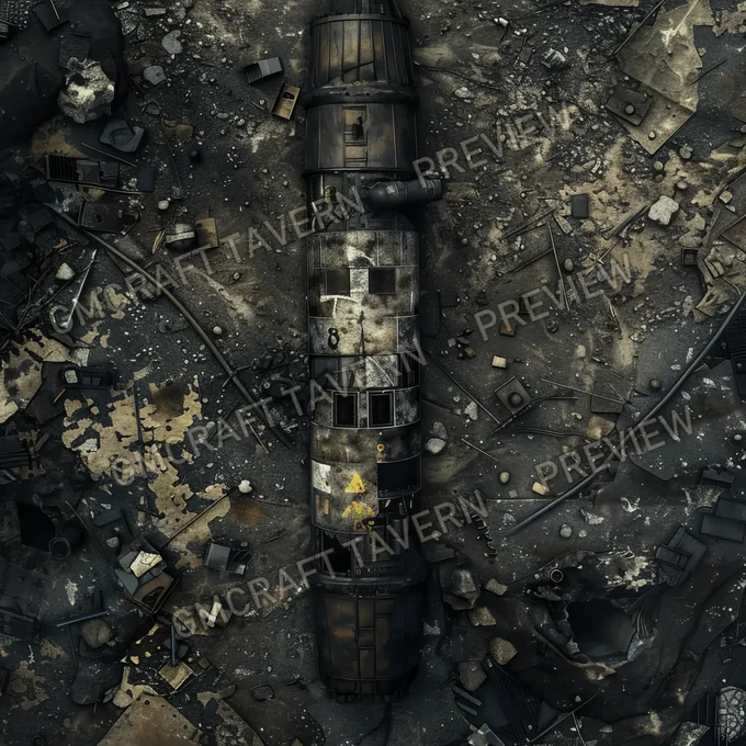 Crashed Alien Spacecraft Buried battlemap preview