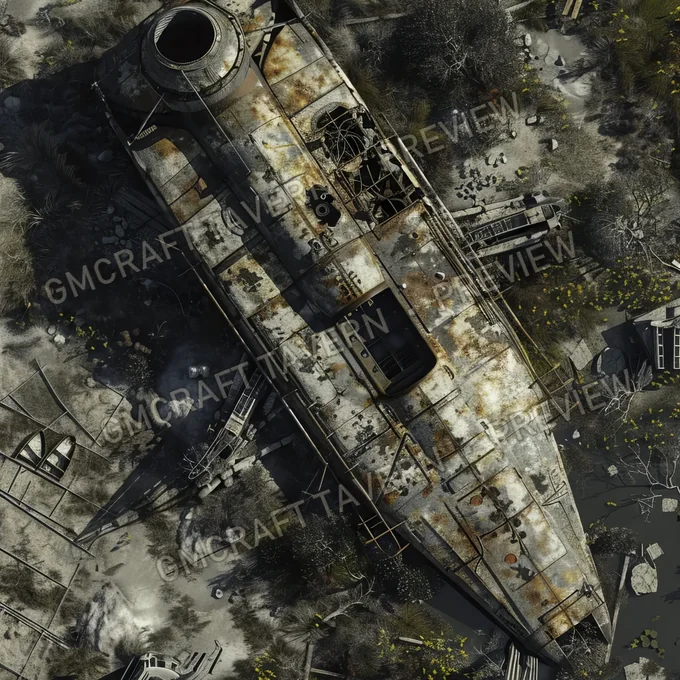Crashed Spaceship battlemap preview