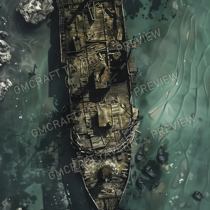 Post Apo Pollued Ship Wreck Site battlemap preview