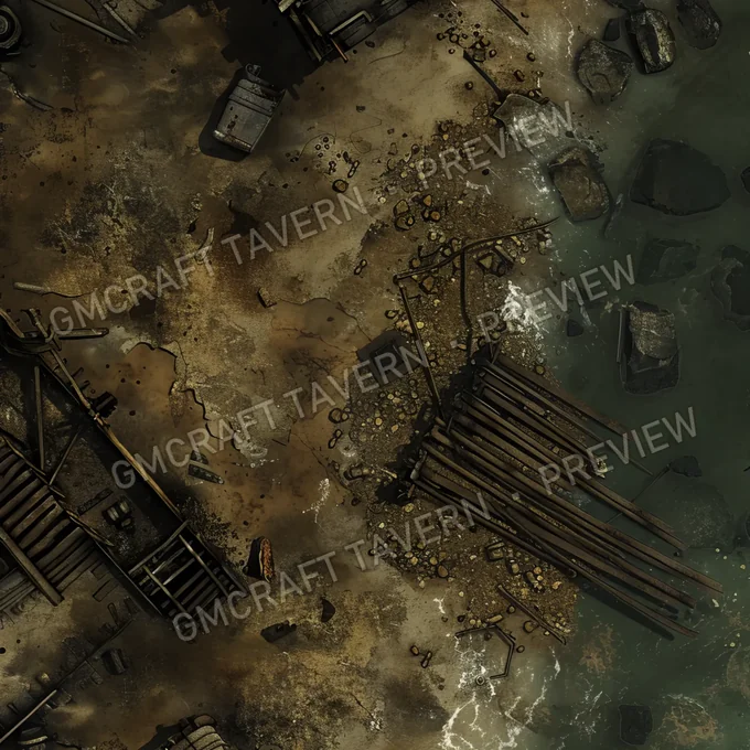 Post Apo Pollued Ship Wreck Site battlemap preview