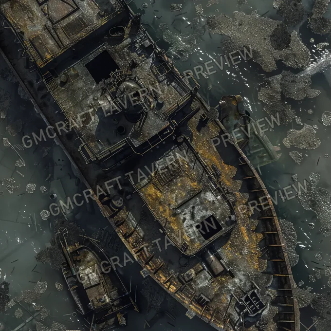 Post Apo Pollued Ship Wreck Site battlemap preview