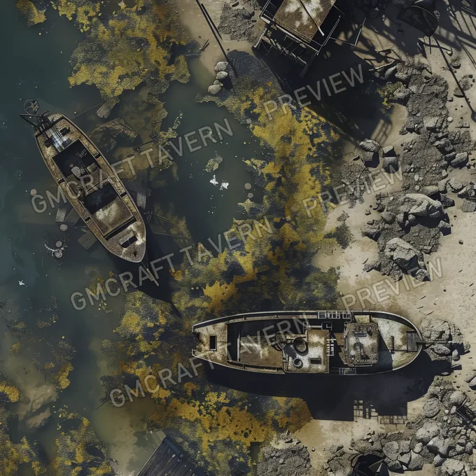Post Apo Pollued Ship Wreck Site battlemap preview