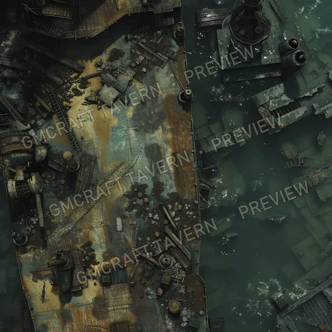 Post Apo Pollued Ship Wreck Site battlemap preview