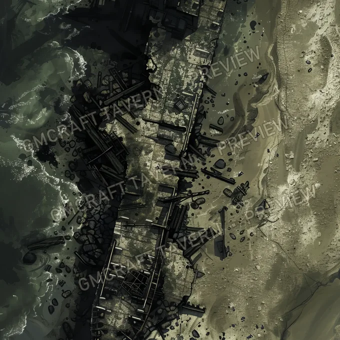 Post Apo Pollued Ship Wreck Site battlemap preview
