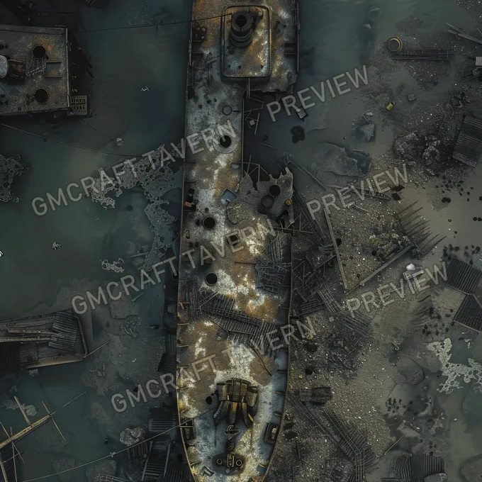 Post Apo Pollued Ship Wreck Site battlemap preview