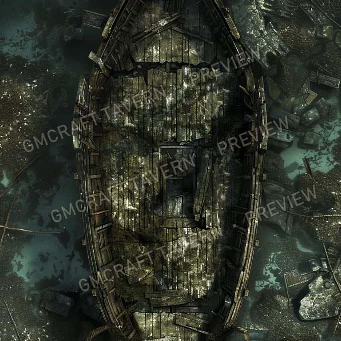 Post Apo Pollued Ship Wreck Site battlemap preview