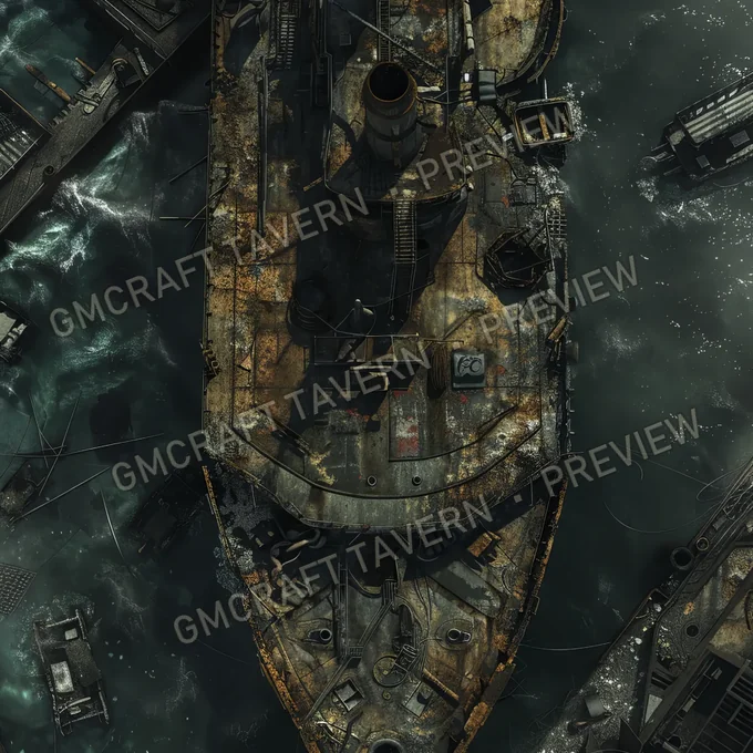 Post Apo Pollued Ship Wreck Site battlemap preview