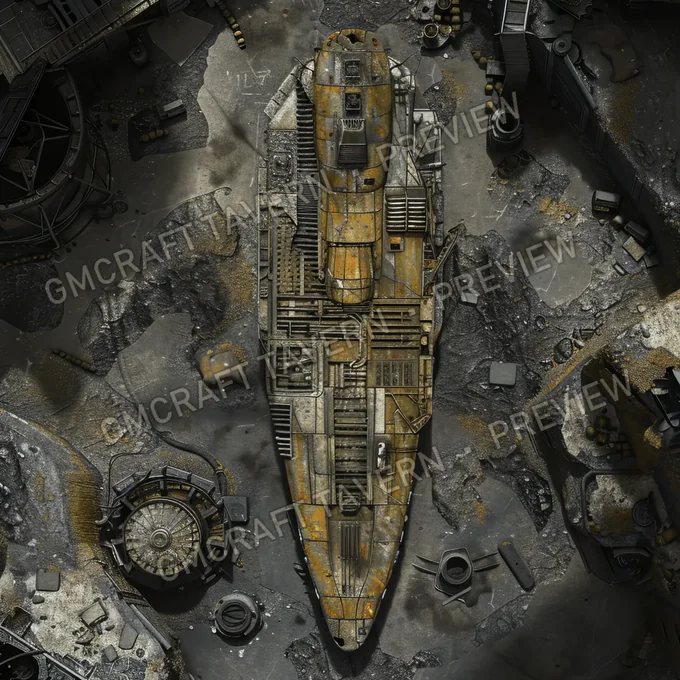 Crashed Spaceship battlemap preview