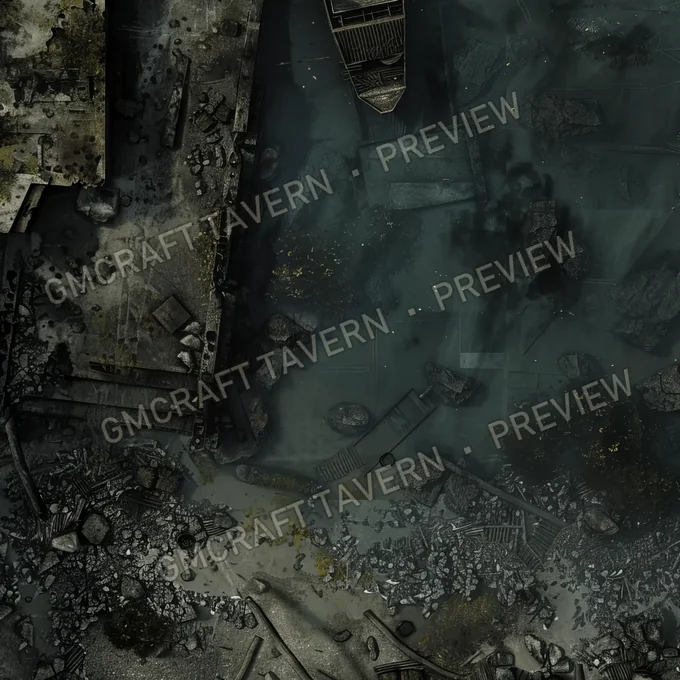Post Apo Pollued Ship Wreck Site battlemap preview