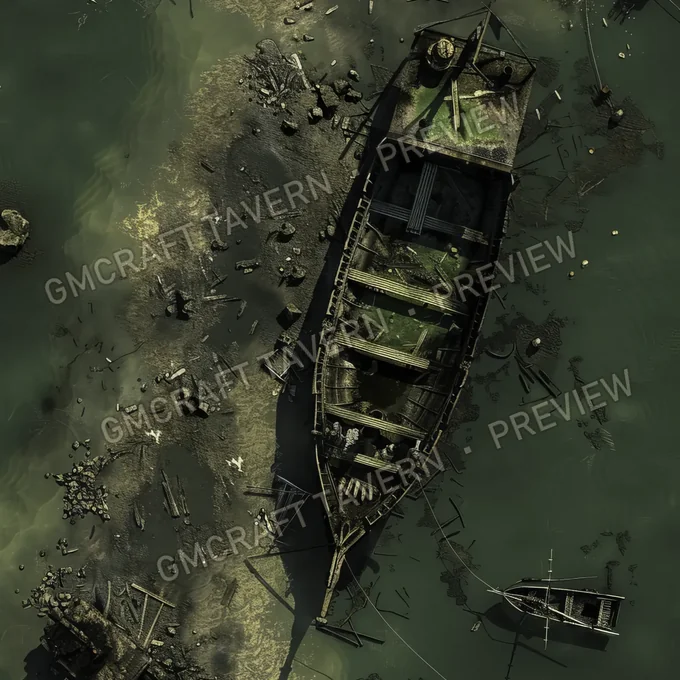 Post Apo Pollued Ship Wreck Site battlemap preview