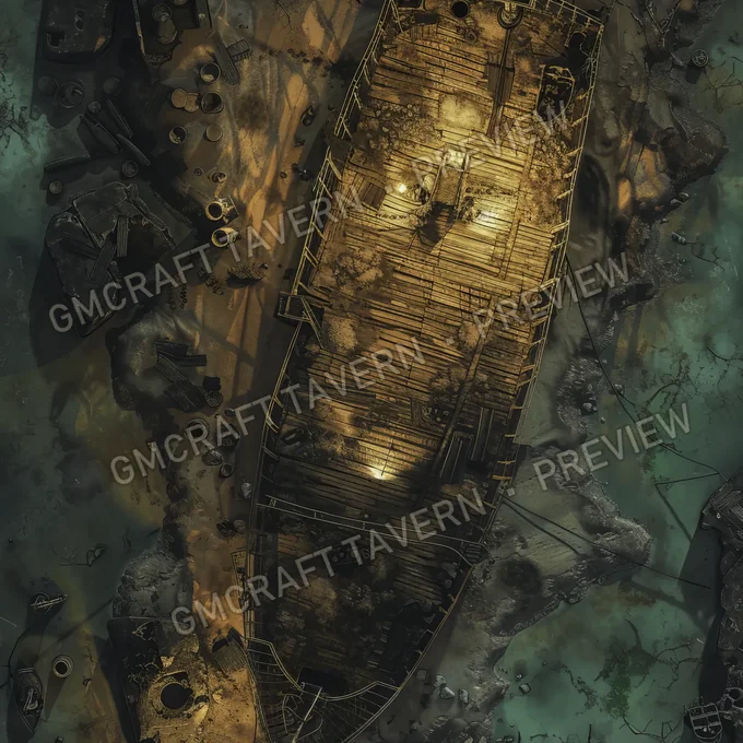Post Apo Pollued Ship Wreck Site battlemap preview