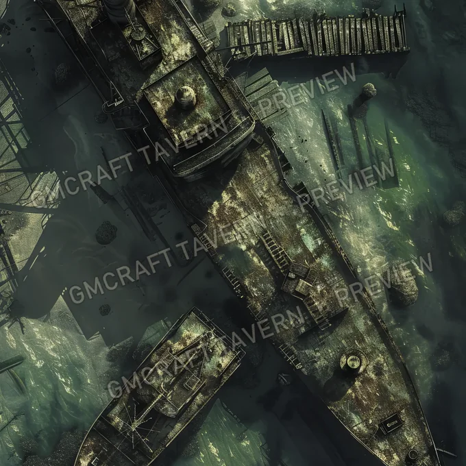 Post Apo Pollued Ship Wreck Site battlemap preview