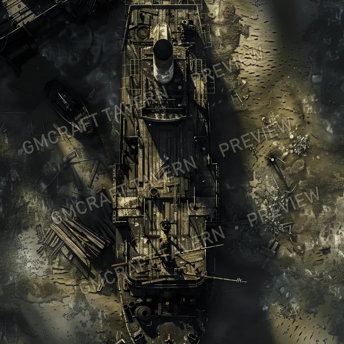 Post Apo Pollued Ship Wreck Site battlemap preview