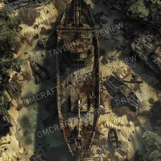 Rusty Ship Graveyard Battlem battlemap preview