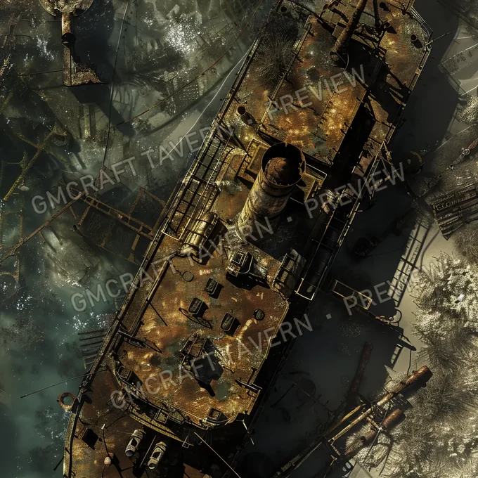 Rusty Ship Graveyard Battlem battlemap preview