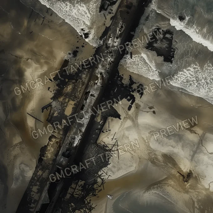 Submarine Wreck On Beach Bat battlemap preview