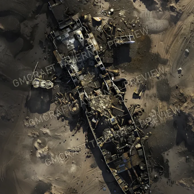 Crashed Spaceship Wreckage B battlemap preview