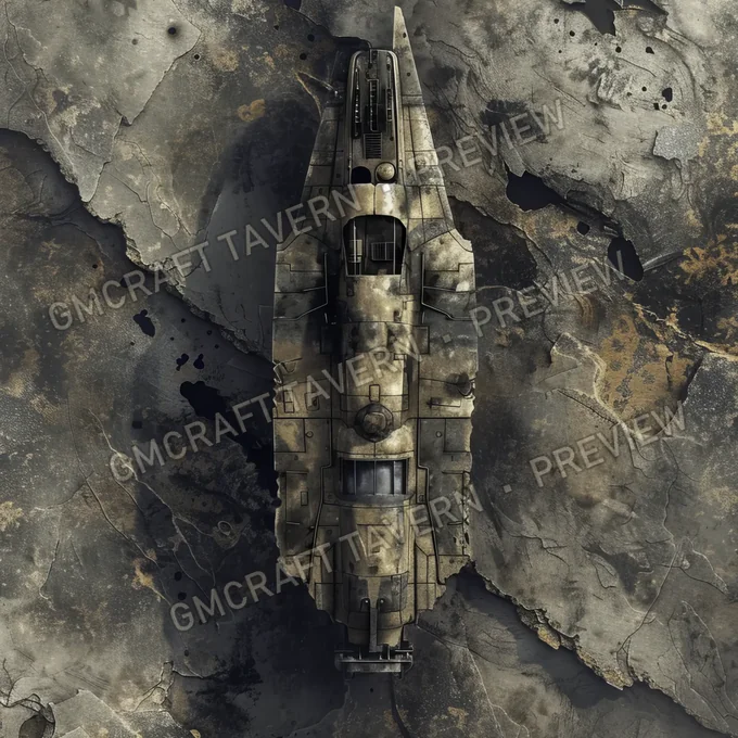 Crashed Spaceship Wreckage B battlemap preview