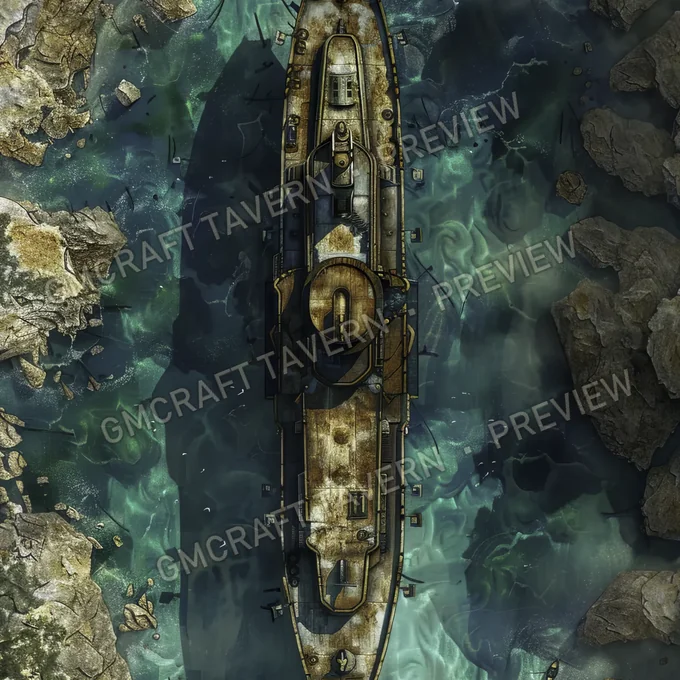 Decayed Luxury Cruise Liner Stra battlemap preview