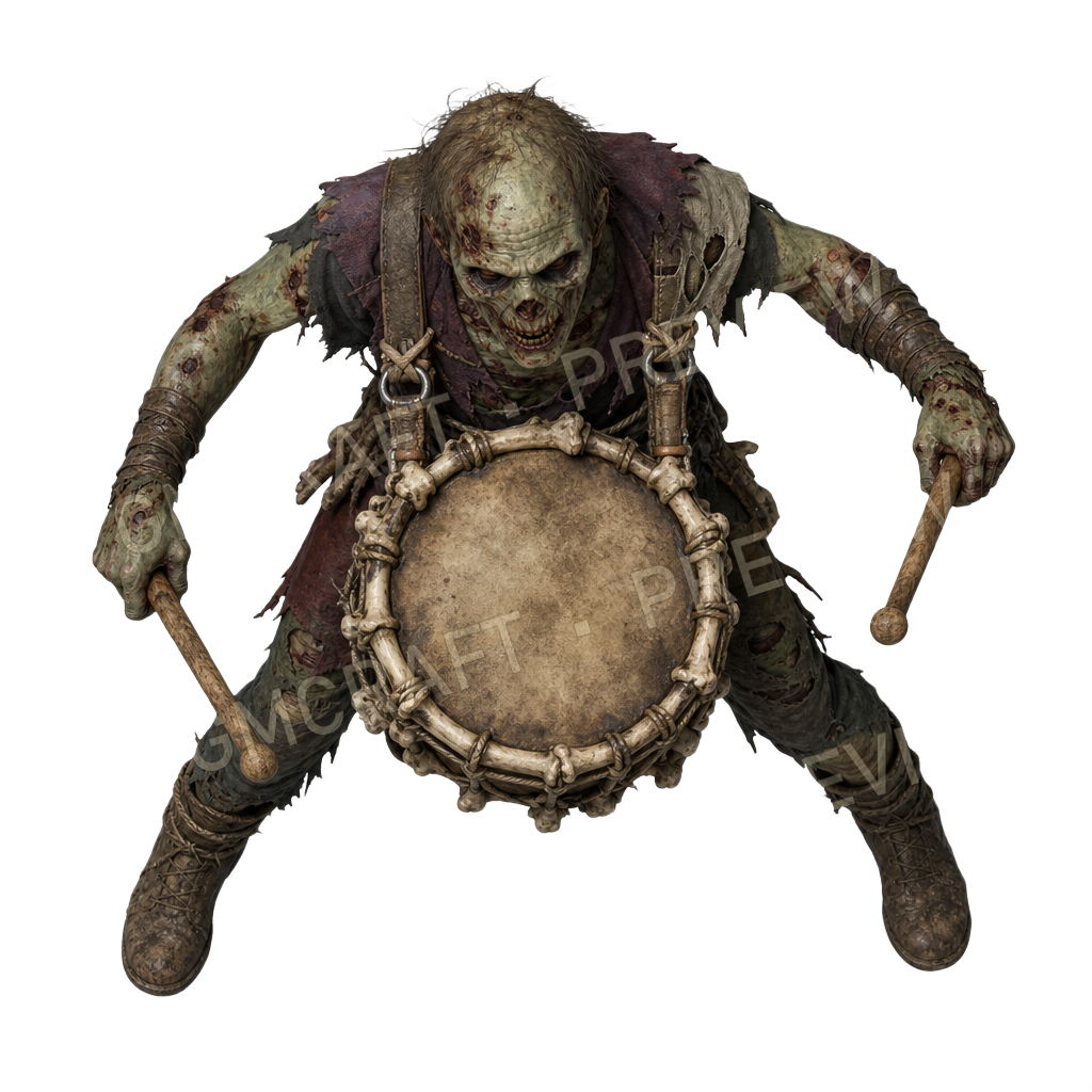 Aperçu du token vu du dessus : zombie batteur au tom d’os