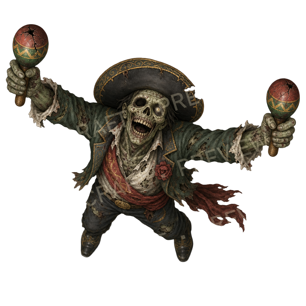 Aperçu du token vu du dessus : zombie bateleur aux maracas doubles