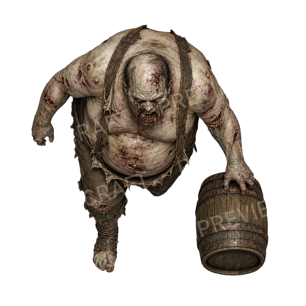 Aperçu du token vu du dessus Zombie Barrel Hauler