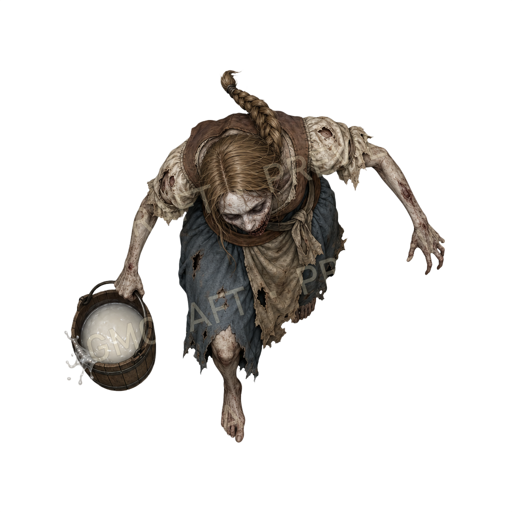 Aperçu du token vu du dessus Zombie Bucket Milkmaid