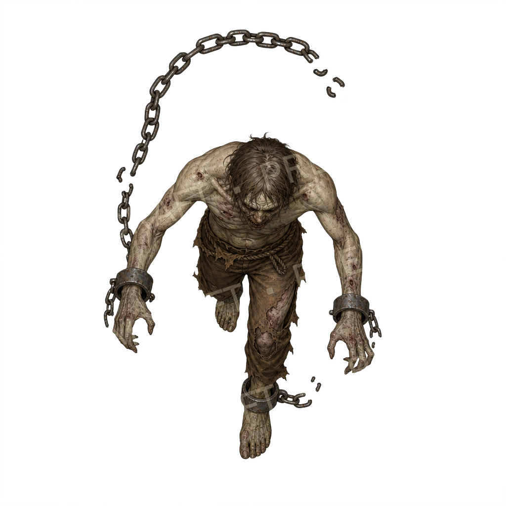 Aperçu du token vu du dessus Zombie Chain Gang Prisoner