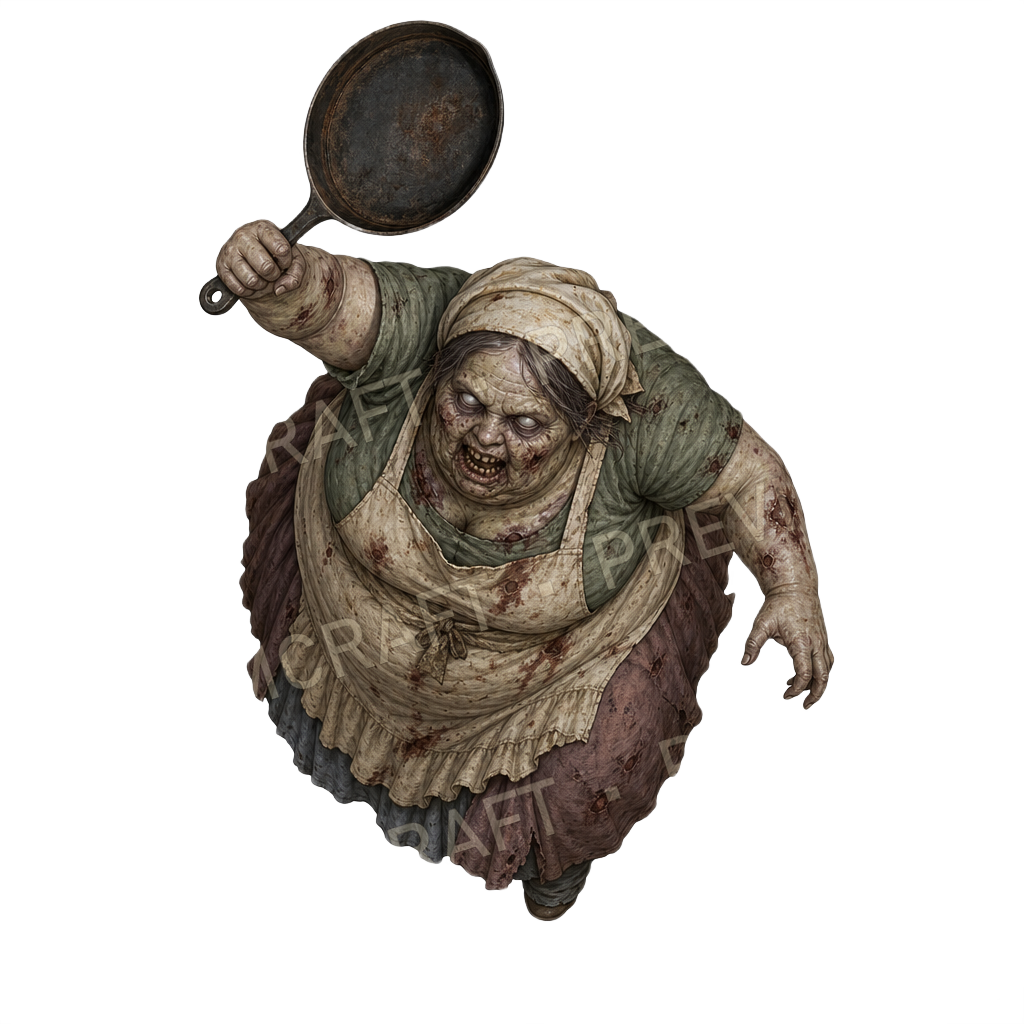 Aperçu du token vu du dessus Zombie Frying Pan Cook