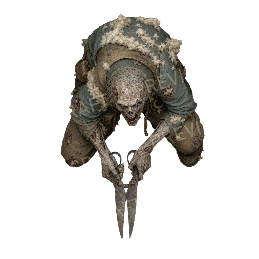 Aperçu du token vu du dessus : zombie berger aux cisailles