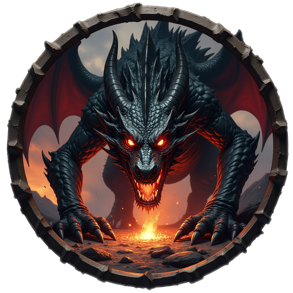 Dragon fury circular DnD token made with DnD token generator, fantasy RPG dragon themed token