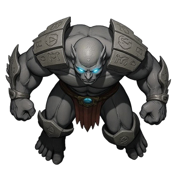 Top-down token example: stone golem formed from large stone blocks, illustrating the Top Down Token Generator