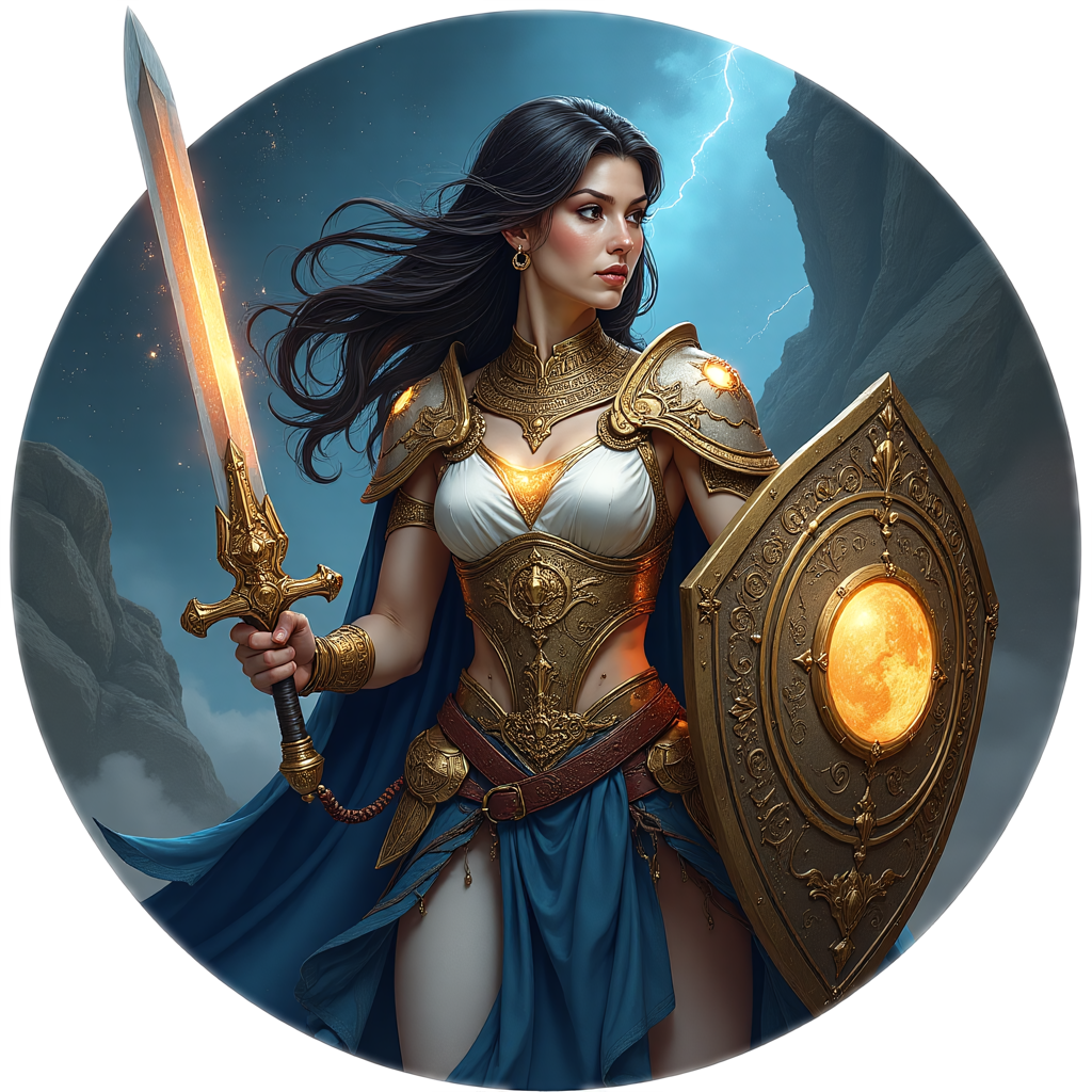Paladin DnD token made with DnD token generator, ancient and celestial fantasy RPG character token