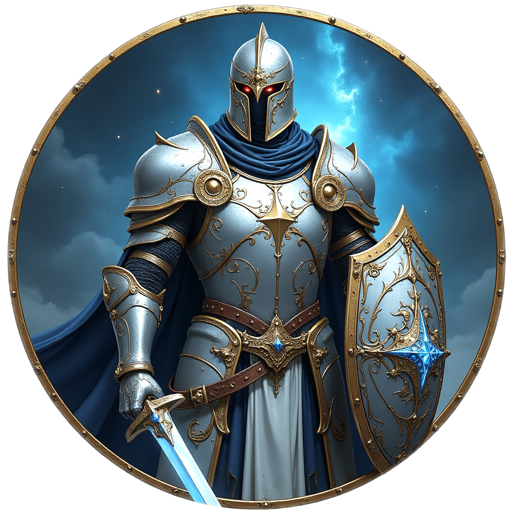 Celestial paladin DnD token made with DnD token generator, fantasy RPG holy warrior token