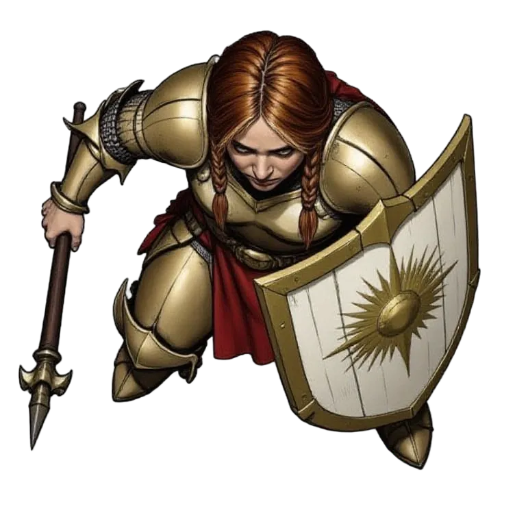 Top-down token example: female adventurer with auburn hair, illustrating the Top Down Token Generator