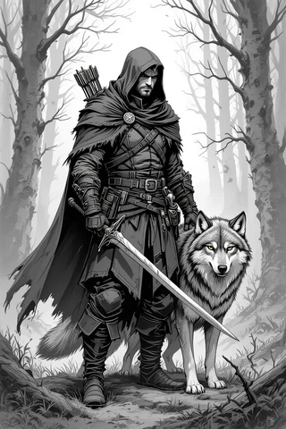 Human ranger with wolf showcasing teamwork in combat