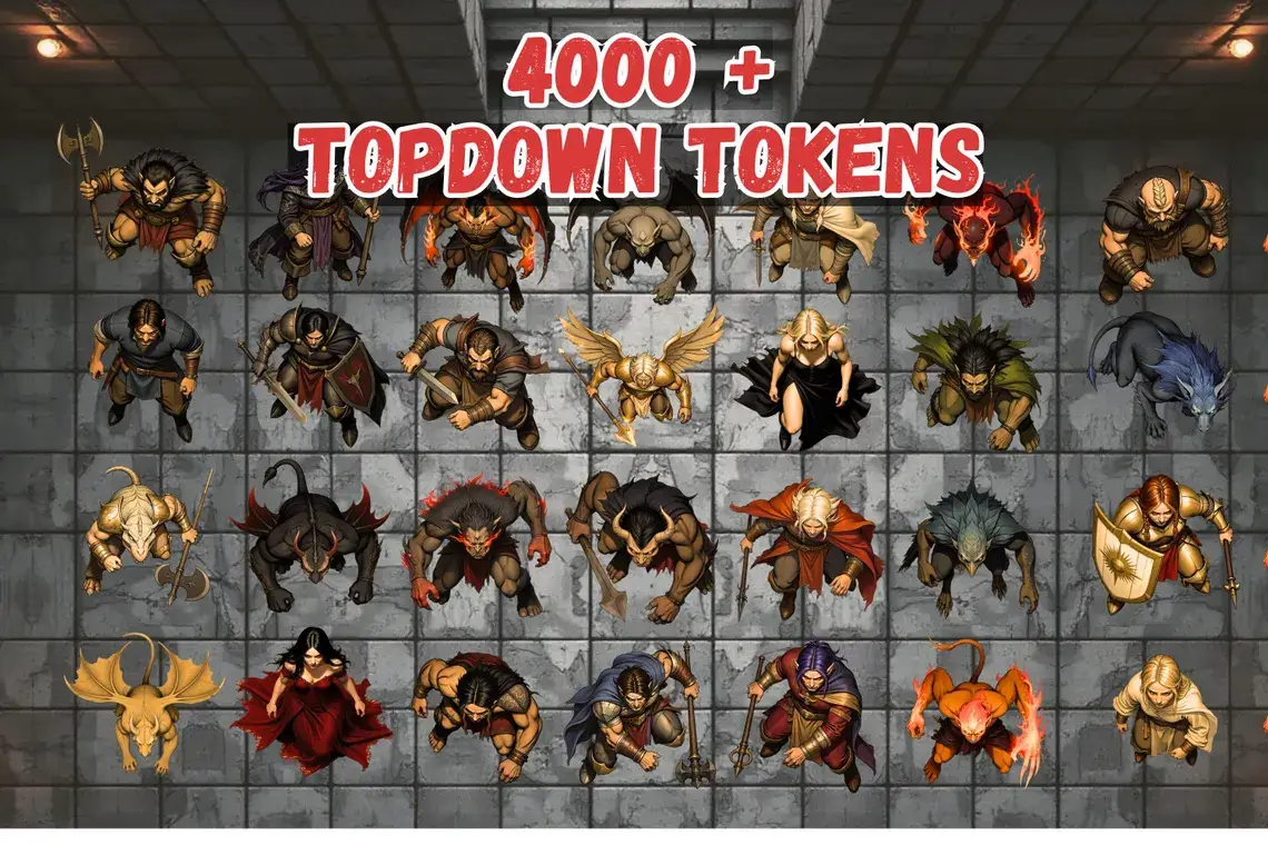 4000+ top-down DnD compatible tokens bundle for FoundryVTT and Roll20