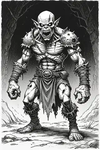 Undead orc ghoul in a haunting pose fantasy