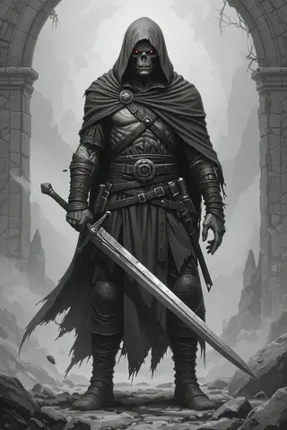 A ghoul character depicted on a black background