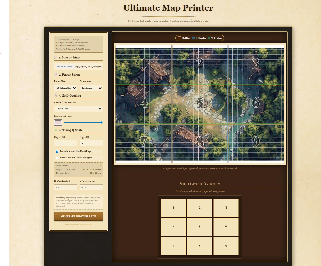 DnD Map Printer & Scaler | Print Battle Maps to 1-inch Scale (PDF)