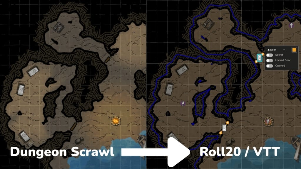 UVTT map import example shown in the Dynamic Lighting announcement—not the proposed barrier-editing interface