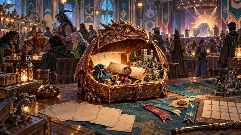 Illustration éditoriale : illustration conceptuelle de la préparation d’un personnage de jeu de rôle sur table