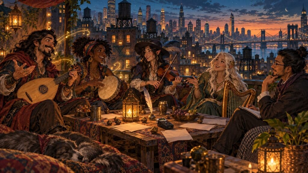 Illustration éditoriale : illustration conceptuelle de la préparation d’un personnage de jeu de rôle sur table