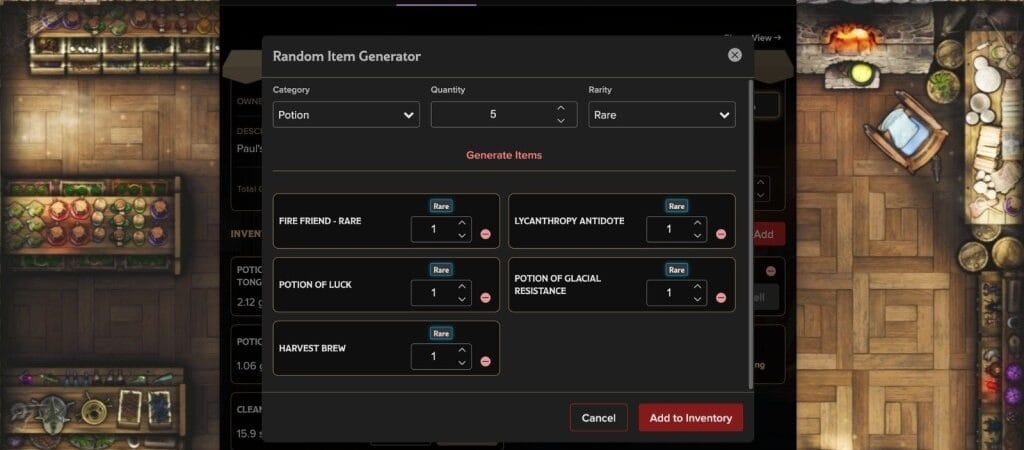 Roll20 Opens Shops and Treasure Sheets to Every D&D Player