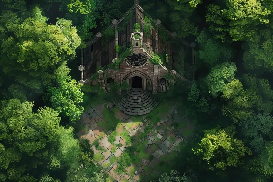 Sanctuaire forestier, issu de la collection de cartes fantasy gratuites