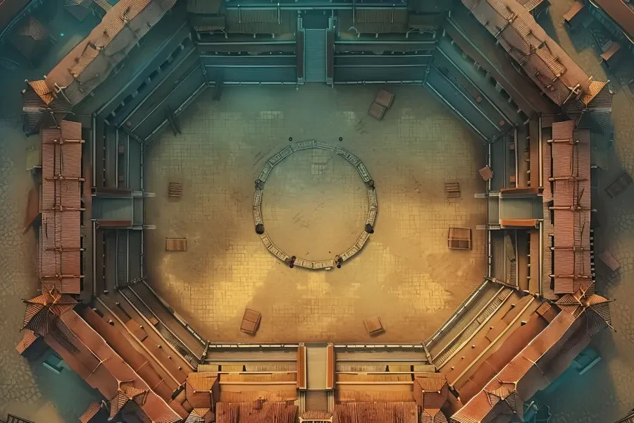 Arène du vieux marché, issue de la collection de cartes fantasy gratuites