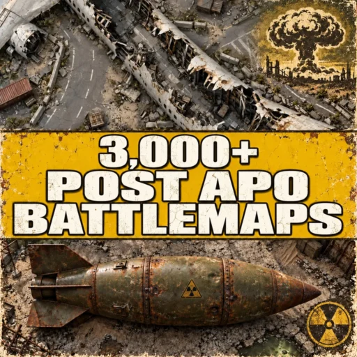 Aperçu de la collection complète de battlemaps post-apocalyptiques